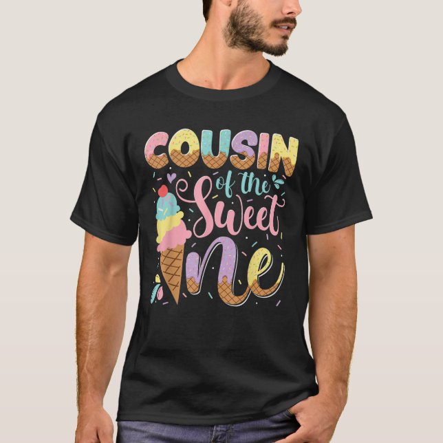 Camiseta Cousin Of The Sweet One Ice Cream 1St Birthday Par (Frente)