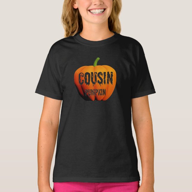Camiseta Cousin Pumpkin Halloween Design (Frente)