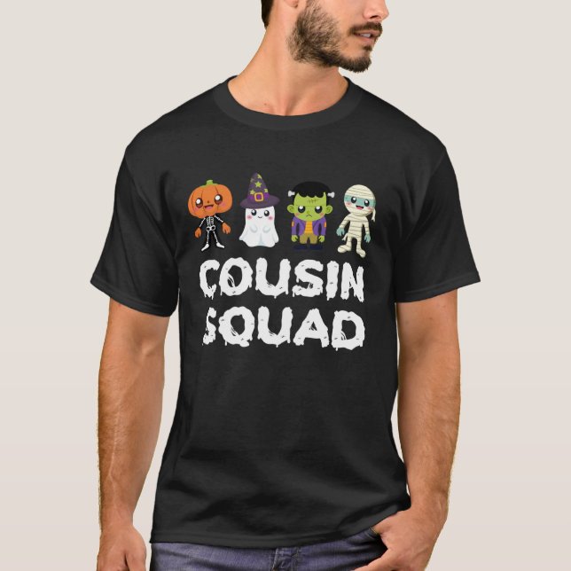 Camiseta Cousin Squad Crew Boys Girls Kids Halloween Matchi (Frente)