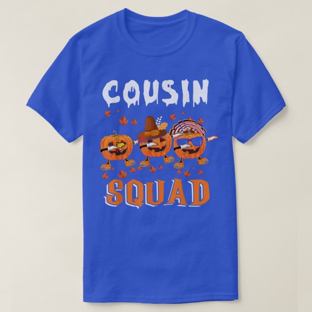 Camiseta Cousin Squad Thanksgiving Three Dabbing Scary Pump (Frente do Design)