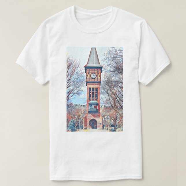 Camiseta Covington, KY Goebel Park Clock Pintura Torre (Frente do Design)