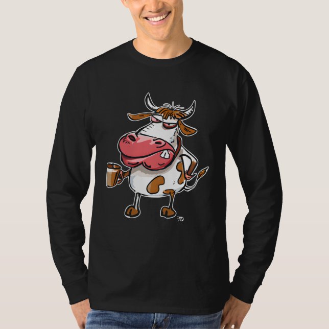 Camiseta Cow Bull With Coffee Cup (Frente)