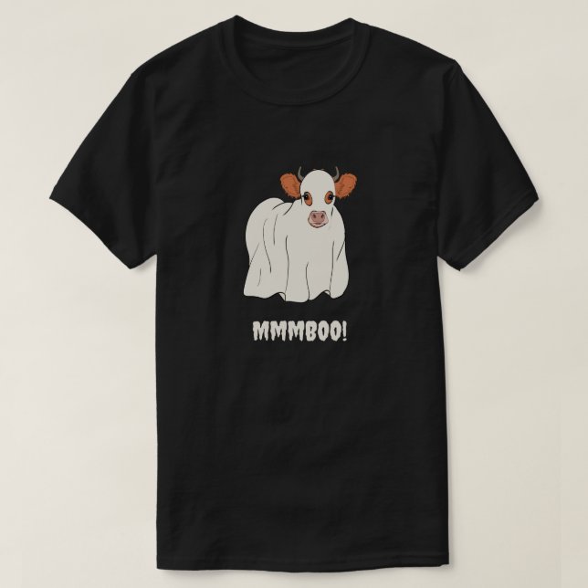 Camiseta Cow Halloween Ghost Moo Boo (Frente do Design)