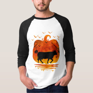 CAMISETA COW HALLOWEEN PUMPKIN COSTUME COW LOVER AUTUMN T-S