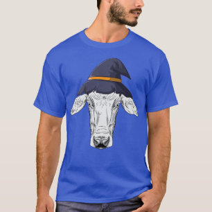 Camiseta Cow Head Witch Hat Lazy Halloween Costume Cute Far