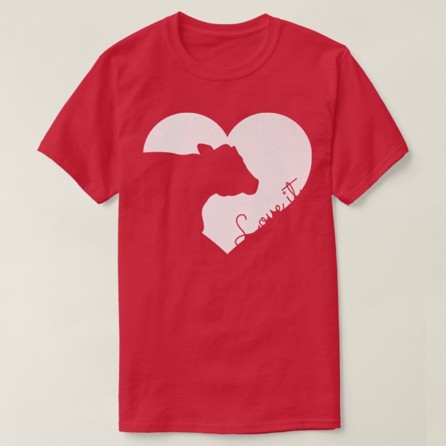 Camiseta Cow Heart Love It Farm Animal Farmer Farming Cattl (Frente do Design)
