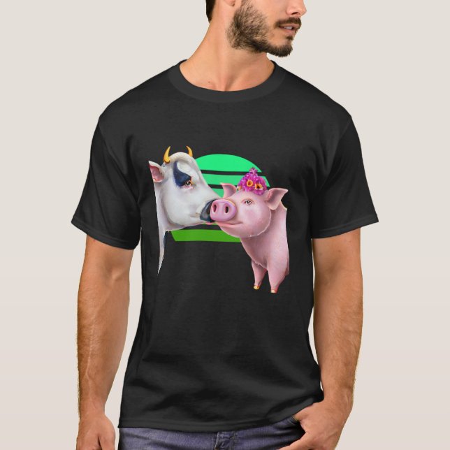 Camiseta Cow kissing Pig (Frente)