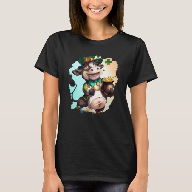 Camiseta Cow Leprechaun Cows St Patricks Day (Frente)