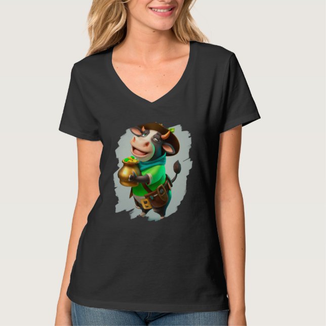 Camiseta Cow Leprechaun Cows St Patricks Day  1 (Frente)