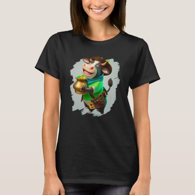 Camiseta Cow Leprechaun Cows St Patricks Day  1 (Frente)