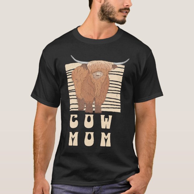 Camiseta Cow Mom  Farmer Scottish Highland Cows Cowgirl Boy (Frente)