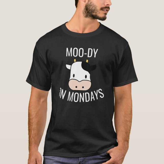 Camiseta Cow Moody On Mondays For Men Women Kids Cute  Cow (Frente)