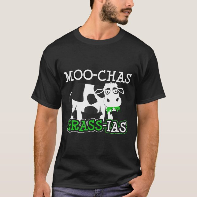 Camiseta Cow Pun Art Moo-Chas Grass-Ias (Frente)
