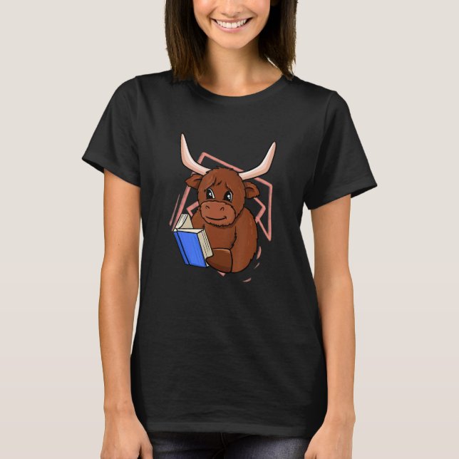 Camiseta Cow Reading Book for Bookworm and Book (Frente)