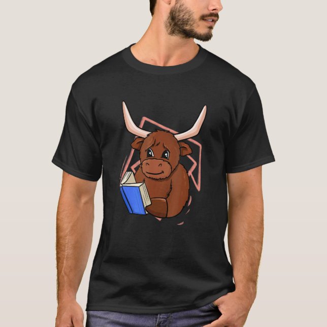 Camiseta Cow Reading Book for Bookworm and Book (Frente)