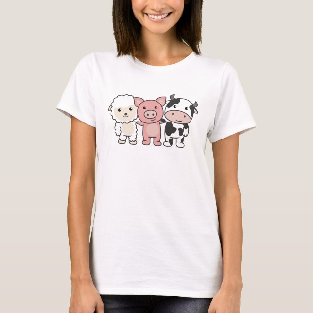 Camiseta Cow Sheep Pig Farm Sweet Animals (Frente)
