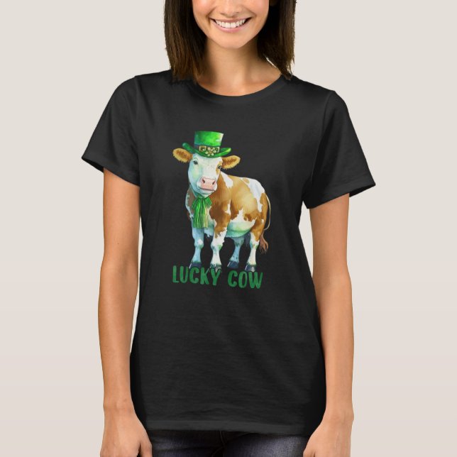 Camiseta Cow St Patrick Leprechaun Shamrock Irish Dairy Luc (Frente)