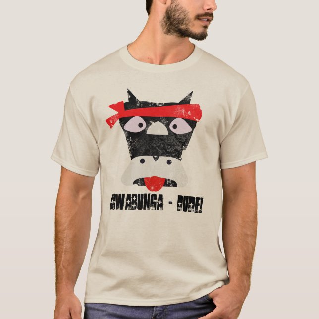 Camiseta Cowabunga Dude Grunge Workout Ninja Cow (Frente)