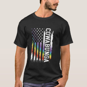 Camiseta Cowabunga Estados Unidos Arco-íris Angustiado c Ba