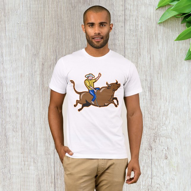 Camiseta Cowboy Andando Um Touro Mens T-Shirt (Criador carregado)