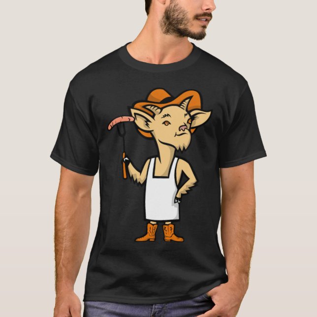 Camiseta Cowboy Billy Goat Barbecue Chef Mascot padaria 8º (Frente)