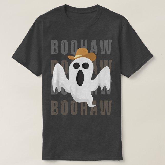 Camiseta Cowboy BooHaw Retro Western Ghost engraçado Ha (Frente do Design)