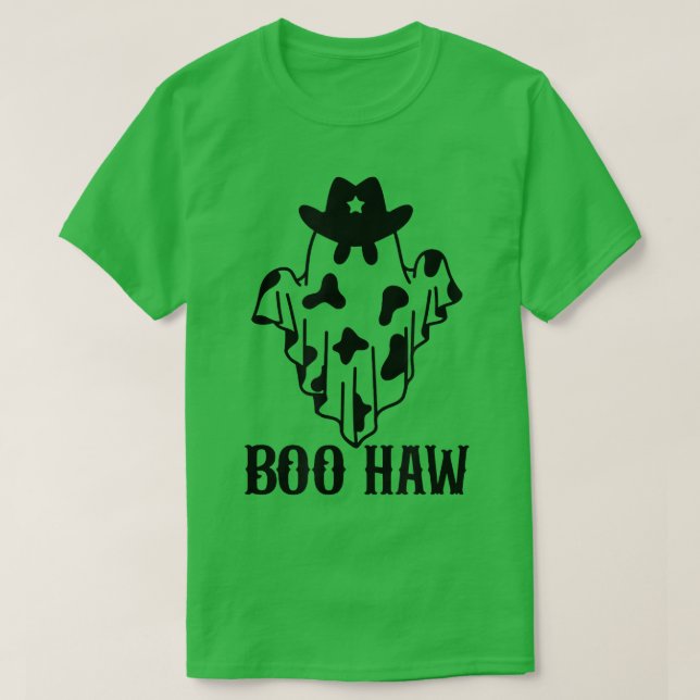 Camiseta Cowboy BooHaw Retro Western Ghost Hallowee (Frente do Design)