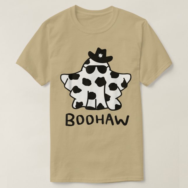 Camiseta Cowboy BooHaw Retro Western Ghost Hallowee (Frente do Design)