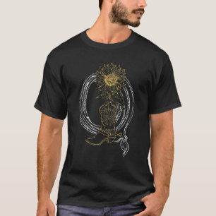 Camiseta Cowboy Boots Florist Cowgirl Dão Flor Amarelo Su