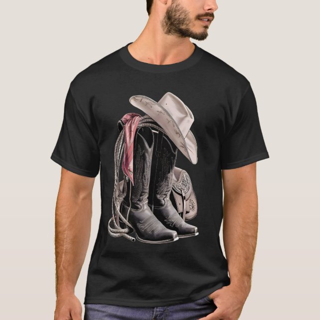 Camiseta Cowboy Boots Knockin Boots Western Style País B (Frente)