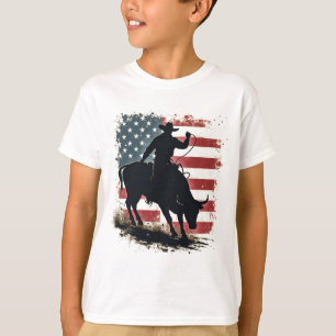 Camiseta Cowboy Bull Rider Patriota Americana Bandeira Cowb
