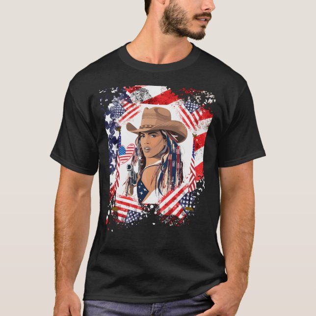 Camiseta Cowboy Carter Perfil Pic Flag americano (Frente)