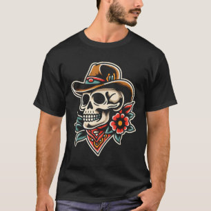 Camiseta Cowboy Caveira Tradicional Tatuagem Artista Inclus