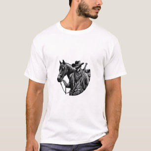 Camiseta Cowboy com ilustração equina arte ocidental