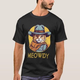 Camiseta Cowboy Cowboy Engraçado Meow Howdy Meowdy