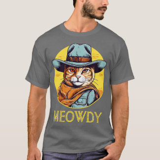 Camiseta Cowboy Cowboy Engraçado Meow Howdy Meowdy 17