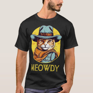 Camiseta Cowboy Cowboy Engraçado Meow Howdy Meowdy 17
