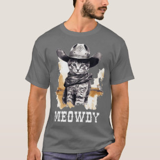 Camiseta Cowboy Cowboy Engraçado Meow Howdy Meowdy 2