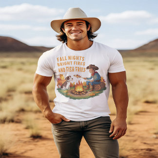 Camiseta Cowboy e vaca - cozinhar de peixe de outono