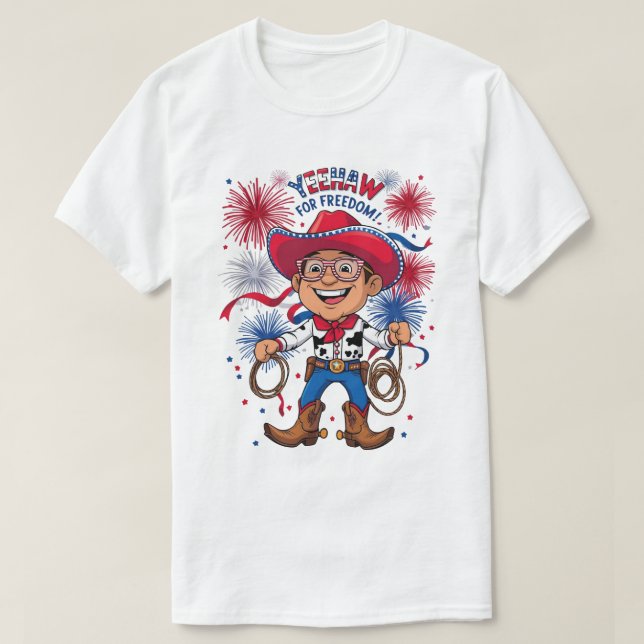 Camiseta Cowboy estrelado - Des de comemoração do dia 4 de  (Frente do Design)
