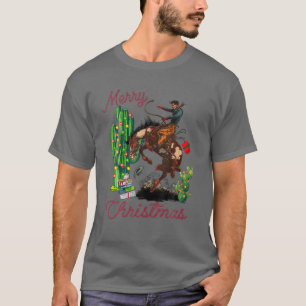 Camiseta Cowboy Feliz Deserto de Natal Cactus Lasso Ocident