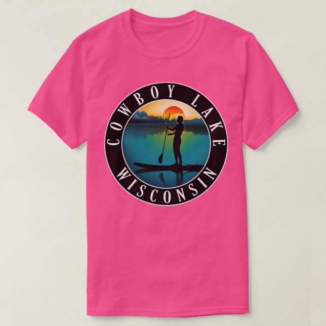 Camiseta Cowboy Lake Wisconsin Paddleboard (Frente do Design)