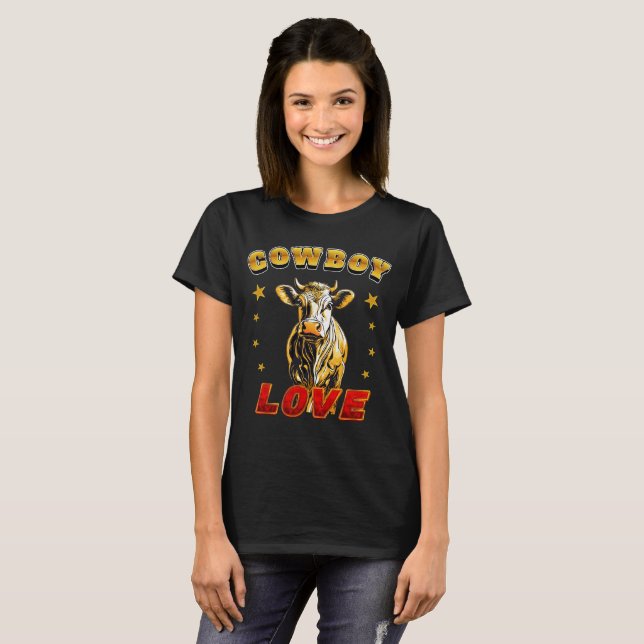 Camiseta Cowboy Love - Lovely Cow-Design for Country Lover (Frente Completa)