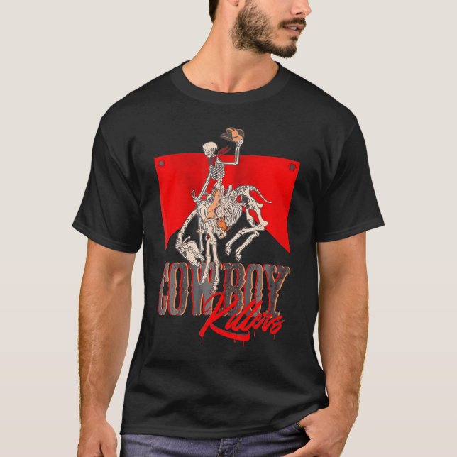 Camiseta Cowboy Ocidental Punchy Cowboy Killers Skull Skele (Frente)