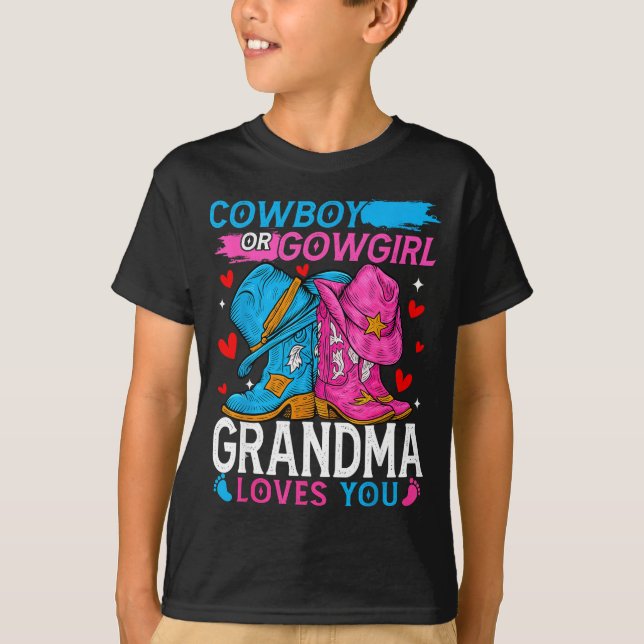 Camiseta Cowboy Or Cowgirl Grandma Loves You Gender Reveal  (Frente)