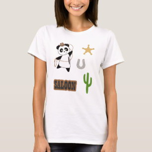 Camiseta Cowboy Panda Bear Saloon Oeste