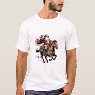 Camiseta Cowboy Papai Noel Andando Um Natal De Cavalo