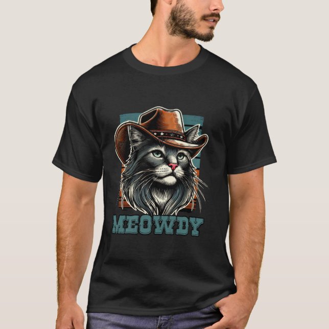 Camiseta Cowboy parvoíce de gato miúdo miúdo miúdos miúdos  (Frente)
