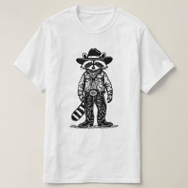 Camiseta cowboy raccoon (Frente do Design)