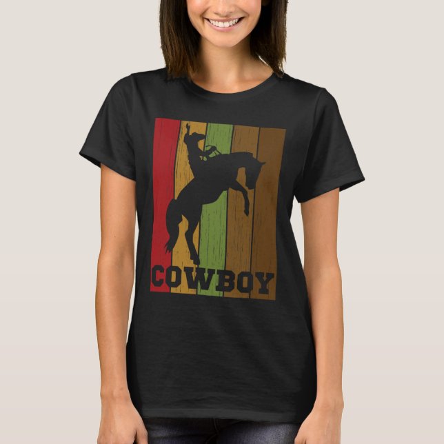 Camiseta Cowboy Rodeo Horse Retro Western Cowboy Horseck Ri (Frente)